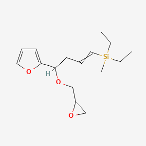 molecular formula C16H26O3Si B14662985 Diethyl{4-(furan-2-yl)-4-[(oxiran-2-yl)methoxy]but-1-en-1-yl}methylsilane CAS No. 51105-36-3
