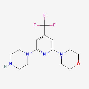 molecular formula C14H19F3N4O B1466307 4-(6-Piperazin-1-yl-4-trifluoromethyl-pyridin-2-yl)-morpholine CAS No. 1089330-41-5