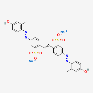 molecular formula C28H22N4Na2O8S2 B14663095 Benzenesulfonic acid, 2,2'-(1,2-ethenediyl)bis[5-[(4-hydroxy-2-methylphenyl)azo]-, disodium salt CAS No. 50814-29-4