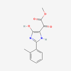molecular formula C13H12N2O4 B14663106 Methyl 5-hydroxy-2-(2-methylphenyl)-alpha-oxo-1H-imidazole-4-acetate CAS No. 40312-26-3