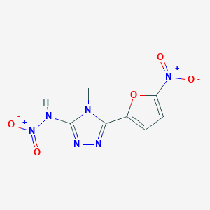 molecular formula C7H6N6O5 B14663115 s-Triazole, 4-methyl-3-nitramino-5-(5-nitro-2-furyl)- CAS No. 41735-51-7