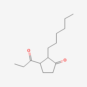 molecular formula C14H24O2 B14663147 Cyclopentanone, 2-hexyl-3-(1-oxopropyl)- CAS No. 37492-43-6