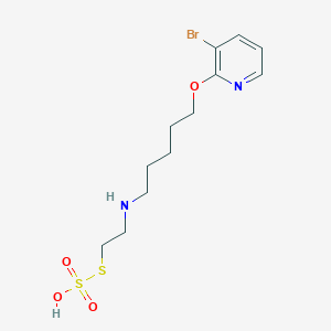 molecular formula C12H19BrN2O4S2 B14663321 S-2-((5-(3-Bromo-2-pyridyloxy)pentyl)amino)ethyl hydrogen thiosulfate CAS No. 41287-03-0