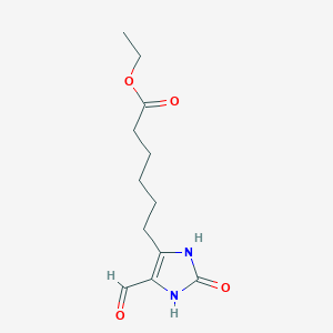 molecular formula C12H18N2O4 B14663470 Ethyl 6-(5-formyl-2-oxo-2,3-dihydro-1H-imidazol-4-yl)hexanoate CAS No. 39215-48-0