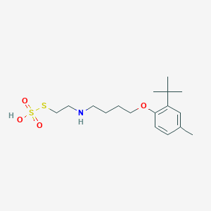 molecular formula C17H29NO4S2 B14663509 s-(2-{[4-(2-Tert-butyl-4-methylphenoxy)butyl]amino}ethyl) hydrogen sulfurothioate CAS No. 38920-49-9