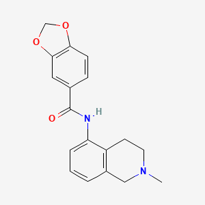 molecular formula C18H18N2O3 B14663511 Benzamide, 3,4-methylenedioxy-N-(1,2,3,4-tetrahydro-2-methylisoquinolin-5-yl)- CAS No. 41957-39-5