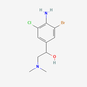 molecular formula C10H14BrClN2O B14663627 4-Amino-3-bromo-5-chloro-alpha-((dimethylamino)methyl)benzenemethanol CAS No. 38338-93-1