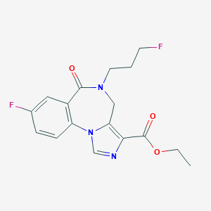 molecular formula C17H17F2N3O3 B146639 Ethyl 8-fluoro-5,6-dihydro-5-(3'-fluoropropyl)-6-oxo-4H-imidazol(1,5-a)(1,4)benzodiazepine-3-carboxylate CAS No. 133368-71-5