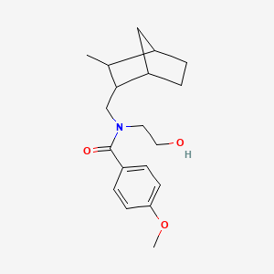 molecular formula C19H27NO3 B14663916 N-(2-Hydroxyethyl)-p-methoxy-N-((3-methyl-2-norbornyl)methyl)benzamide CAS No. 36398-86-4