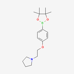 molecular formula C18H28BNO3 B1466398 1-(2-(4-(4,4,5,5-Tetramethyl-1,3,2-dioxaborolan-2-yl)phenoxy)ethyl)pyrrolidine CAS No. 656257-46-4