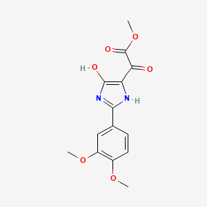 molecular formula C14H14N2O6 B14663991 Methyl 2-(3,4-dimethoxyphenyl)-5-hydroxy-alpha-oxo-1H-imidazole-4-acetate CAS No. 40312-27-4