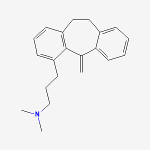 molecular formula C21H25N B14664062 5H-Dibenzo(a,d)cycloheptene-4-propylamine, 10,11-dihydro-N,N-dimethyl-5-methylene- CAS No. 36065-46-0