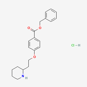 molecular formula C21H26ClNO3 B1466419 Benzyl 4-[2-(2-piperidinyl)ethoxy]benzoate hydrochloride CAS No. 1220030-11-4