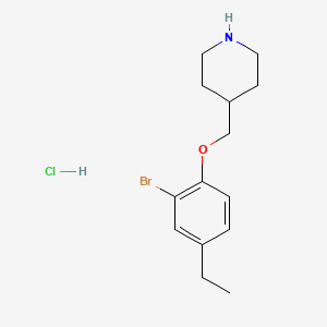 molecular formula C14H21BrClNO B1466421 4-((2-Bromo-4-ethylphenoxy)methyl)piperidine hydrochloride CAS No. 1220018-12-1