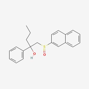 molecular formula C21H22O2S B14664223 alpha-((2-Naphthylsulfinyl)methyl)-alpha-propylbenzyl alcohol CAS No. 38226-52-7