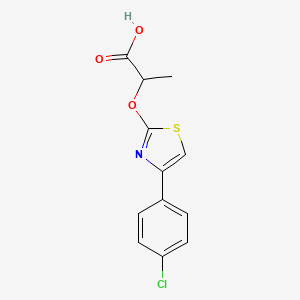 molecular formula C12H10ClNO3S B14664311 Propanoic acid, 2-[[4-(4-chlorophenyl)-2-thiazolyl]oxy]- CAS No. 42445-58-9