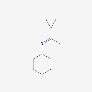 molecular formula C11H19N B14664318 Cyclohexanamine, N-(1-cyclopropylethylidene)- CAS No. 39140-40-4