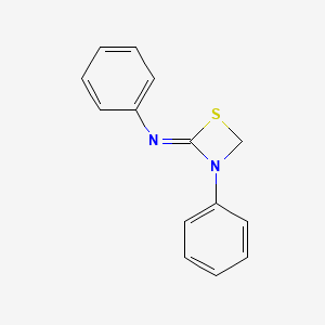 molecular formula C14H12N2S B14664354 Benzenamine, N-(3-phenyl-1,3-thiazetidin-2-ylidene)- CAS No. 50500-03-3