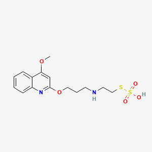 molecular formula C15H20N2O5S2 B14664494 Ethanethiol, 2-(3-(4-methoxy-2-quinolyloxy)propyl)amino-, hydrogen sulfate (ester) CAS No. 41287-28-9