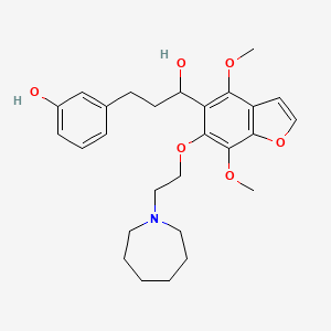 molecular formula C27H35NO6 B14664590 5-Benzofuranmethanol, 4,7-dimethoxy-6-(2-(hexahydro-1H-azepin-1-yl)ethoxy)-alpha-(2-(3-hydroxyphenyl)ethyl)- CAS No. 40681-07-0