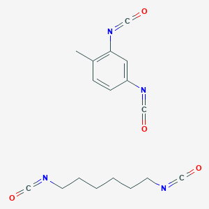 molecular formula C17H18N4O4 B146646 Benzene, 2,4-diisocyanato-1-methyl-, polymer with 1,6-diisocyanatohexane CAS No. 128000-11-3