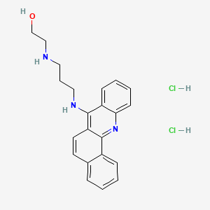 molecular formula C22H25Cl2N3O B14664642 Ethanol, 2-((3-((benz(c)acridin-7-yl)amino)propyl)amino)-, dihydrochloride, hemihydrate CAS No. 38915-51-4