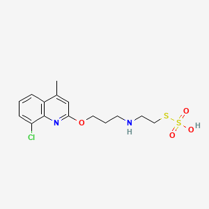 molecular formula C15H19ClN2O4S2 B14664664 S-2-((3-(8-Chloro-4-methyl-2-quinolyloxy)propyl)amino)ethyl hydrogen thiosulfate CAS No. 41287-25-6