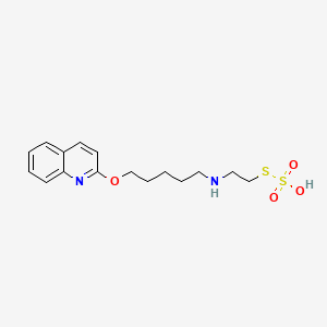 molecular formula C16H22N2O4S2 B14664733 S-2-((5-(2-Quinolyloxy)pentyl)amino)ethyl hydrogen thiosulfate CAS No. 41287-30-3