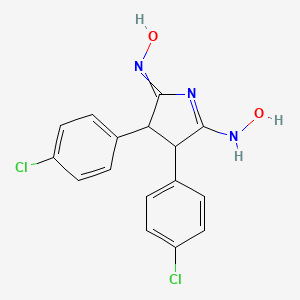 molecular formula C16H13Cl2N3O2 B14664909 N-[3,4-Bis(4-chlorophenyl)-5-(hydroxyamino)-3,4-dihydro-2H-pyrrol-2-ylidene]hydroxylamine CAS No. 37865-77-3