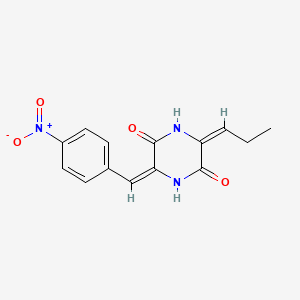 molecular formula C14H13N3O4 B14665033 (3E,6E)-3-[(4-nitrophenyl)methylidene]-6-propylidenepiperazine-2,5-dione CAS No. 51239-77-1