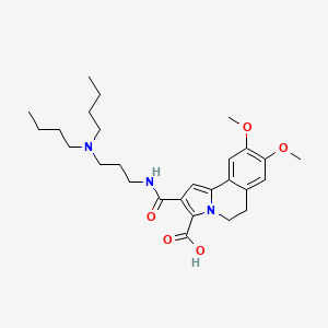 molecular formula C27H39N3O5 B14665135 Pyrrolo(2,1-a)isoquinoline-3-carboxylic acid, 5,6-dihydro-2-((3-(dibutylamino)propyl)carbamoyl)-8,9-dimethoxy-, monohydrochloride CAS No. 39731-76-5