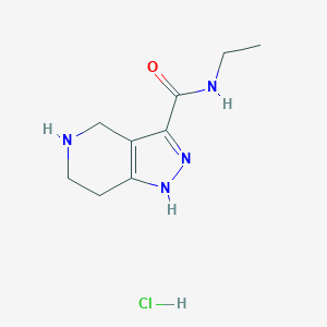 molecular formula C9H15ClN4O B1466517 N-Ethyl-4,5,6,7-tetrahydro-1H-pyrazolo[4,3-c]pyridine-3-carboxamide hydrochloride CAS No. 1220035-04-0