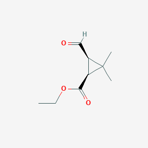 molecular formula C9H14O3 B14665193 Ethyl (1S,3R)-3-formyl-2,2-dimethylcyclopropane-1-carboxylate CAS No. 38692-38-5