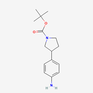 molecular formula C15H22N2O2 B1466520 Tert-butyl 3-(4-aminophenyl)pyrrolidine-1-carboxylate CAS No. 908334-28-1