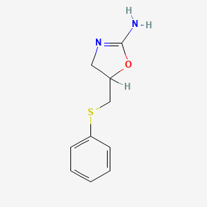 molecular formula C10H12N2OS B14665202 2-Amino-5-phenylthiomethyl-2-oxazoline CAS No. 41136-03-2
