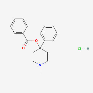 molecular formula C19H22ClNO2 B14665225 4-Piperidinol, 1-methyl-4-phenyl-, benzoate, hydrochloride CAS No. 38855-54-8