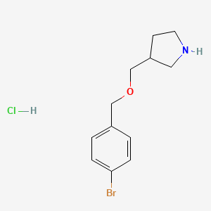 molecular formula C12H17BrClNO B1466533 3-{[(4-Bromobenzyl)oxy]methyl}pyrrolidine hydrochloride CAS No. 1219964-50-7