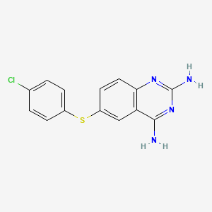 molecular formula C14H11ClN4S B14665360 6-(4-Chlorophenyl)sulfanylquinazoline-2,4-diamine CAS No. 51124-29-9