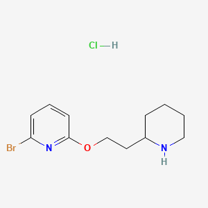 molecular formula C12H18BrClN2O B1466544 2-Bromo-6-[2-(2-piperidinyl)ethoxy]pyridine hydrochloride CAS No. 1220032-52-9
