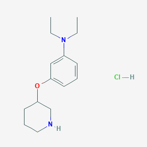 molecular formula C15H25ClN2O B1466551 N,N-Diethyl-3-(3-piperidinyloxy)aniline hydrochloride CAS No. 1220020-70-1