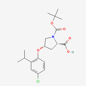 molecular formula C19H26ClNO5 B1466552 (2S,4S)-1-(tert-Butoxycarbonyl)-4-(4-chloro-2-isopropylphenoxy)-2-pyrrolidinecarboxylic acid CAS No. 1354486-29-5