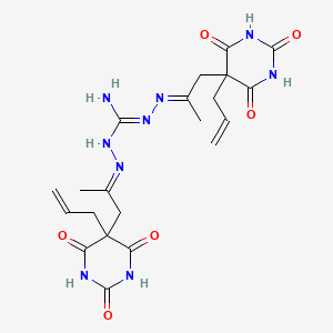 molecular formula C21H27N9O6 B14665538 Carbonimidic dihydrazide, bis(2-(hexahydro-2,4,6-trioxo-5-(2-propenyl)-5-pyrimidinyl)-1-methylethylidene)- CAS No. 37175-94-3
