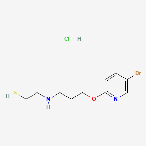molecular formula C10H16BrClN2OS B14665586 Ethanethiol, 2-(3-(5-bromo-2-pyridyloxy)propyl)amino-, hydrochloride CAS No. 41287-47-2