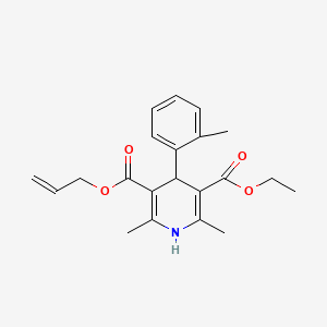 molecular formula C21H25NO4 B14665837 Ethyl prop-2-en-1-yl 2,6-dimethyl-4-(2-methylphenyl)-1,4-dihydropyridine-3,5-dicarboxylate CAS No. 39562-63-5