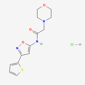 molecular formula C13H16ClN3O3S B14665845 4-Morpholineacetamide, N-(3-(2-thienyl)-5-isoxazolyl)-, monohydrochloride CAS No. 37852-50-9