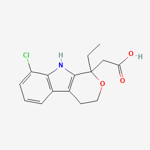 molecular formula C15H16ClNO3 B14666127 Pyrano[3,4-b]indole-1-acetic acid, 8-chloro-1-ethyl-1,3,4,9-tetrahydro- CAS No. 41340-22-1
