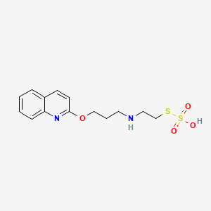molecular formula C14H18N2O4S2 B14666144 S-2-((3-(2-Quinolyloxy)propyl)amino)ethyl hydrogen thiosulfate CAS No. 41287-22-3