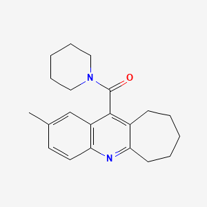 molecular formula C21H26N2O B14666199 Piperidine, 1-((7,8,9,10-tetrahydro-2-methyl-6H-cyclohepta(b)quinolin-11-yl)carbonyl)- CAS No. 36068-70-9