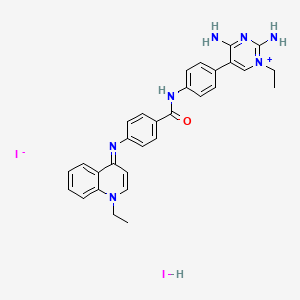 molecular formula C30H31I2N7O B14666201 Quinolinium, 4-((4-(((4-(2,4-diamino-1-ethylpyrimidinium-5-yl)phenyl)amino)carbonyl)phenyl)amino)-1-ethyl-, diiodide CAS No. 50309-02-9