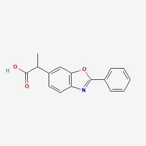 molecular formula C16H13NO3 B14666246 alpha-Methyl-2-phenyl-6-benzoxazoleacetic acid CAS No. 51234-58-3